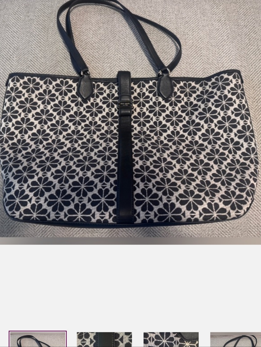 Kate Spade Black Jacquard Floral Large Tote